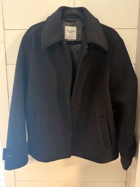 Abercrombie & Fitch Black Wool Short Peacoat